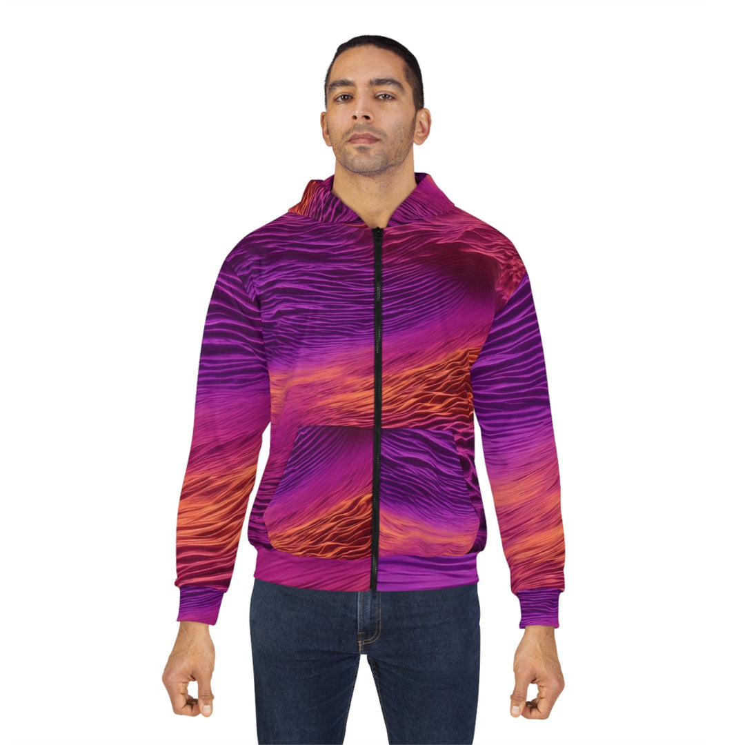 Crimson Waves Twilight - Unisex Zip Hoodie - All Over Prints - g(0D·IO) - XS - -