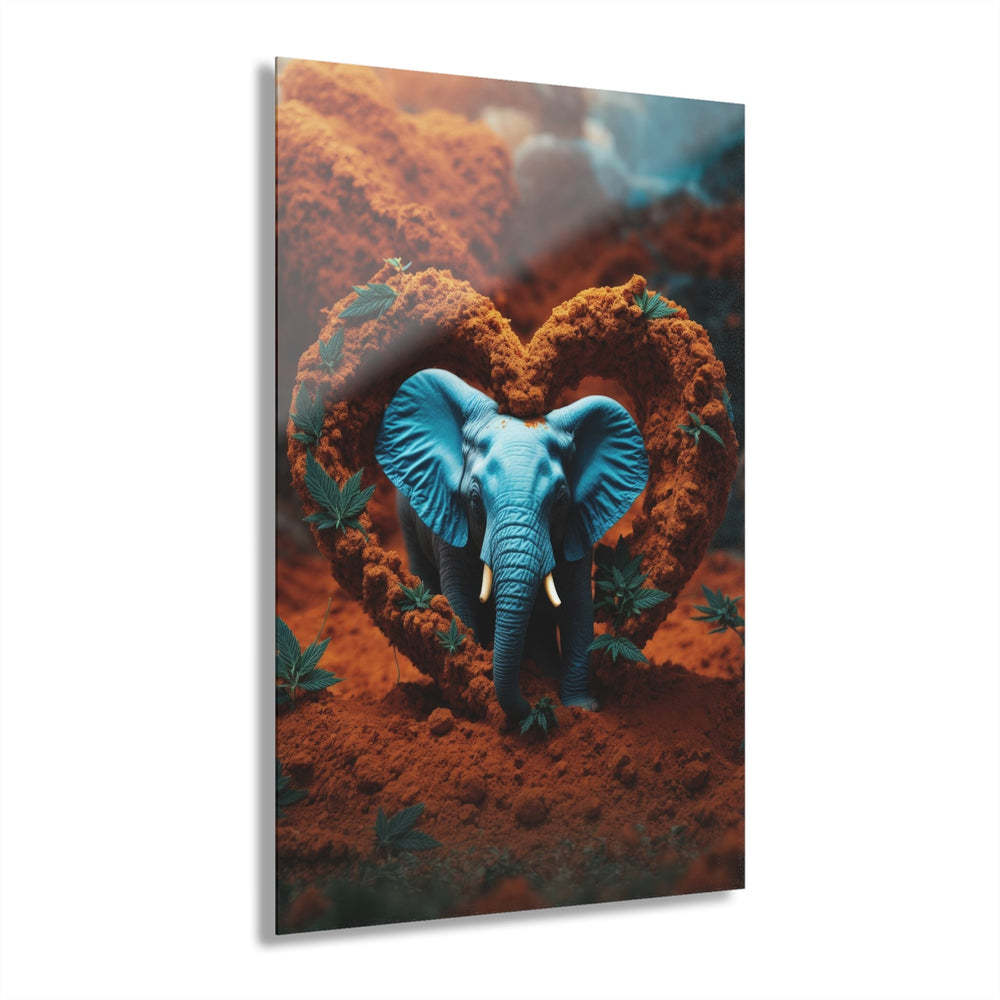 Earthen Heart Elephant - Acrylic Prints (French Cleat Hanging) - Home Decor - g(0D·IO) - 24" x 36" (Vertical) - 0.25'' -