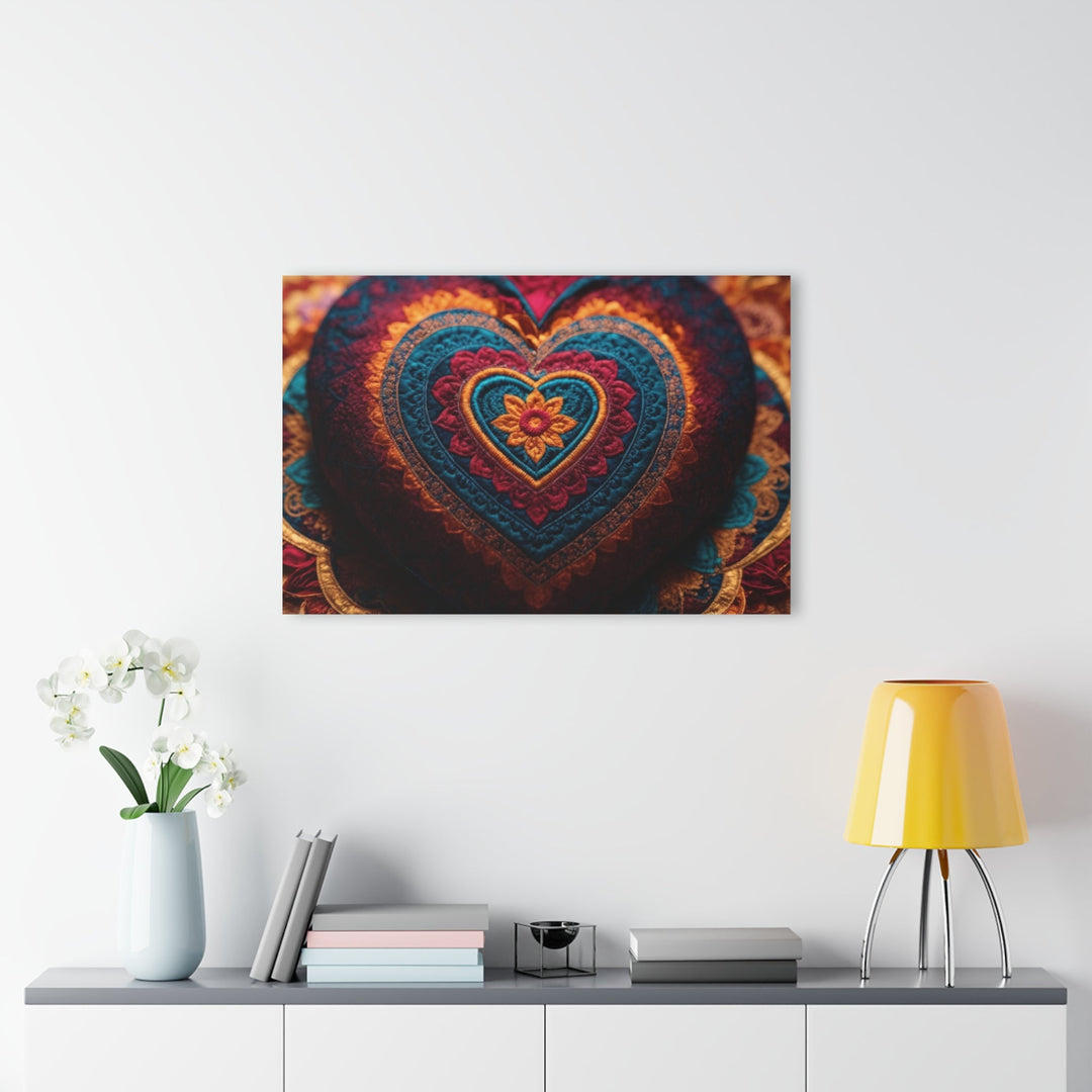 Embroidered Textile Heart - Acrylic Prints (French Cleat Hanging) - Home Decor - g(0D·IO) - 24" x 36" (Vertical) - 0.25'' -