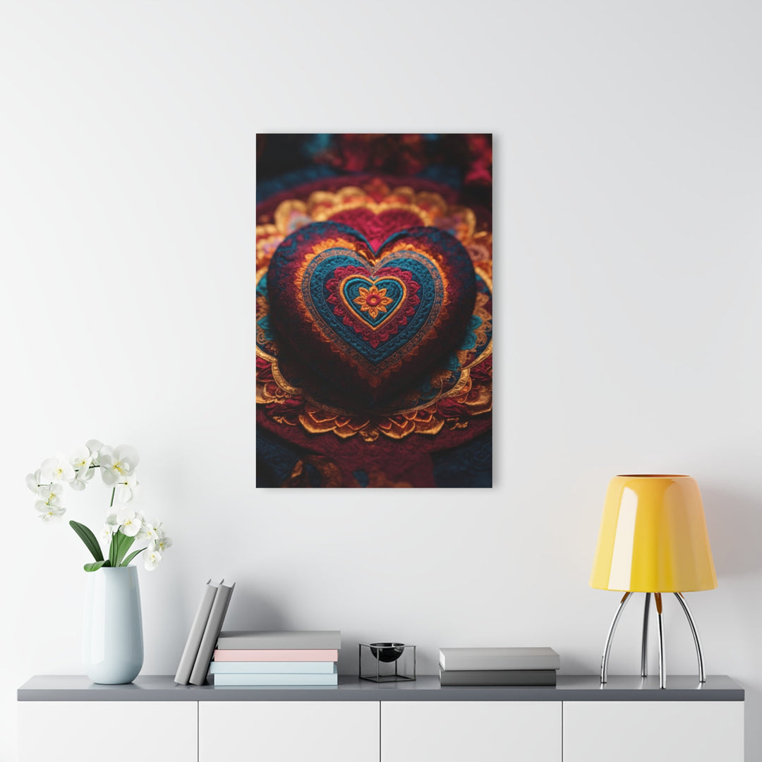 Embroidered Textile Heart - Acrylic Prints (French Cleat Hanging) - Home Decor - g(0D·IO) - 24" x 36" (Vertical) - 0.25'' -