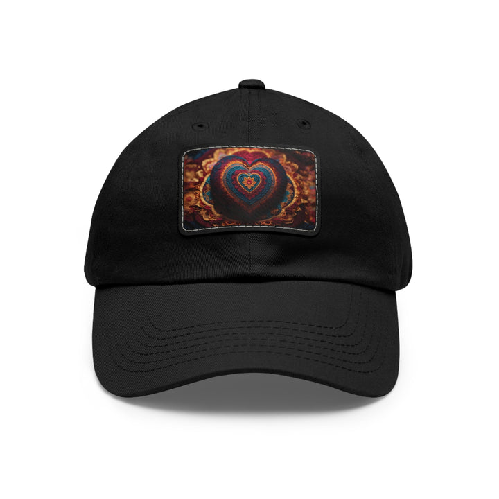 Embroidered Textile Heart - Dad Hat - Hats - g(0D·IO) - Black / Black patch - Rectangle - One size