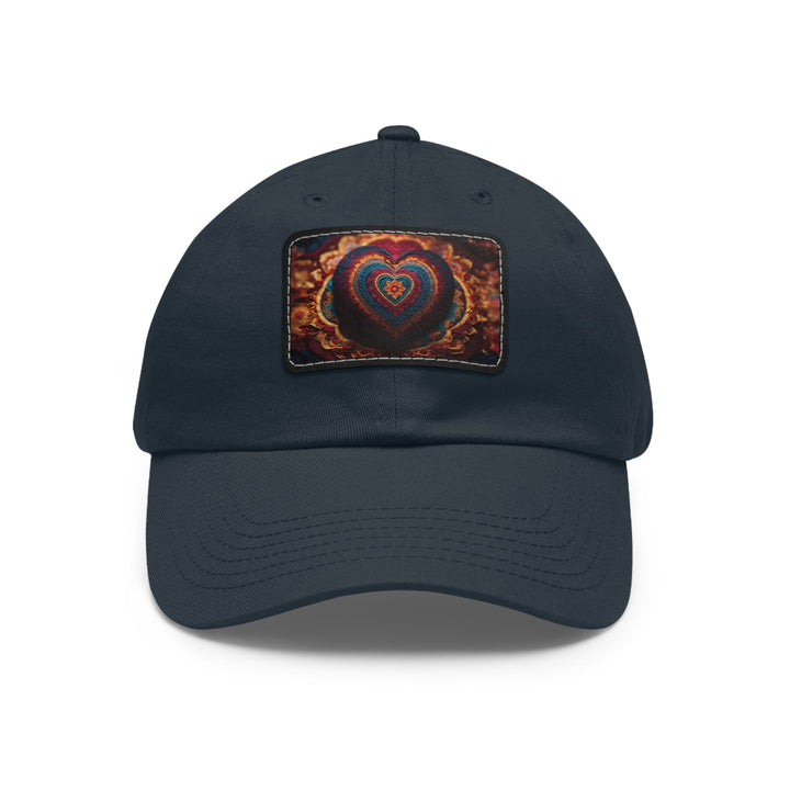 Embroidered Textile Heart - Dad Hat - Hats - g(0D·IO) - Navy / Black patch - Rectangle - One size