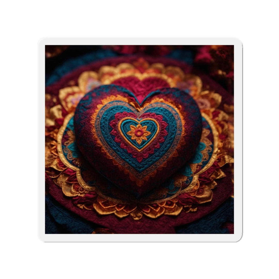 Embroidered Textile Heart - Die-cut Magnet - Home Decor - g(0D·IO) - 2" x 2" - Die-Cut - 1 pc