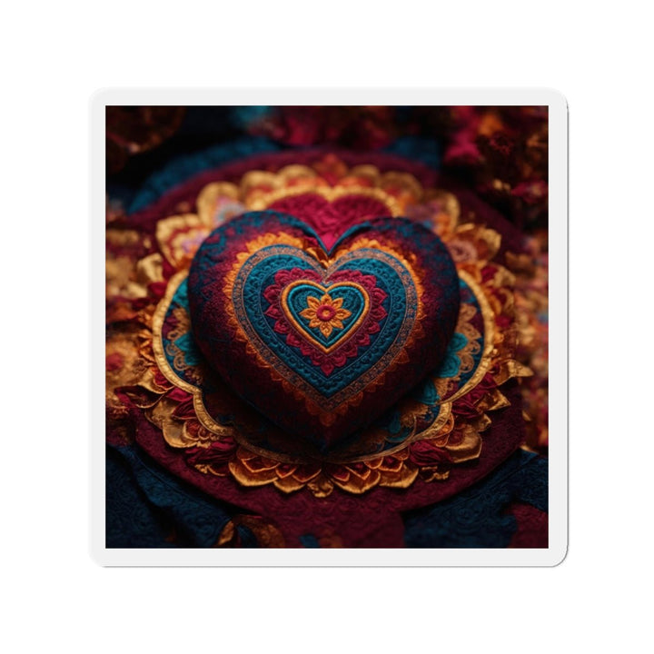 Embroidered Textile Heart - Die-cut Magnet - Home Decor - g(0D·IO) - 6 × 6" - Die-Cut - 1 pc