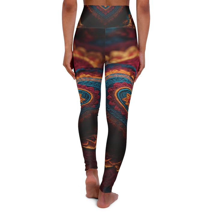 Embroidered Textile Heart - High Waisted AOP Yoga Leggings - All Over Prints - g(0D·IO) - XS - -