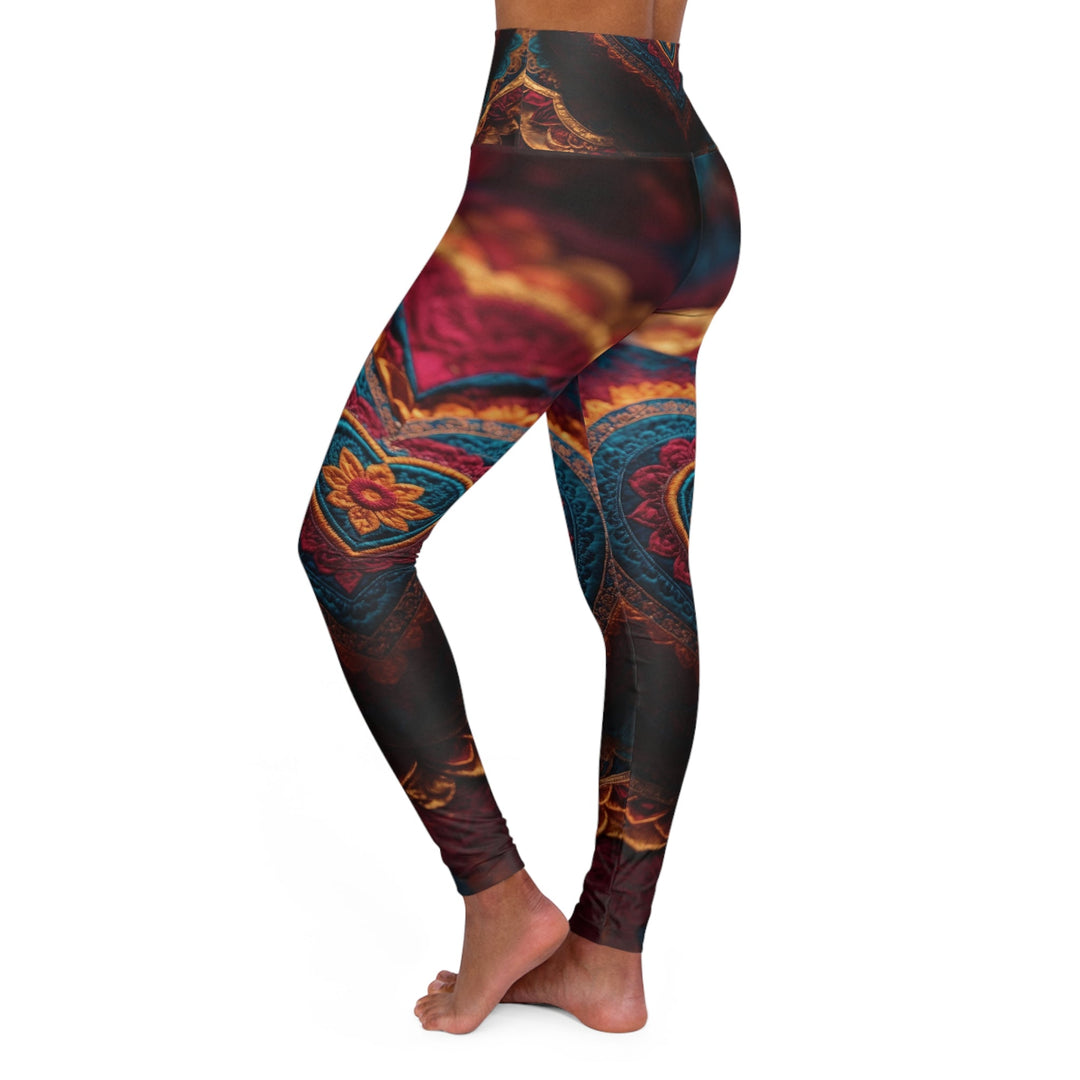 Embroidered Textile Heart - High Waisted AOP Yoga Leggings - All Over Prints - g(0D·IO) - XS - -