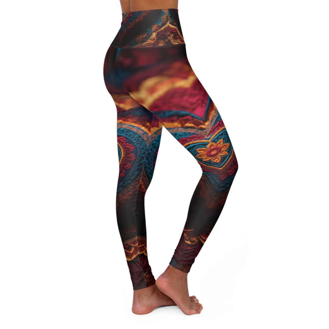 Embroidered Textile Heart - High Waisted AOP Yoga Leggings - All Over Prints - g(0D·IO) - XS - -