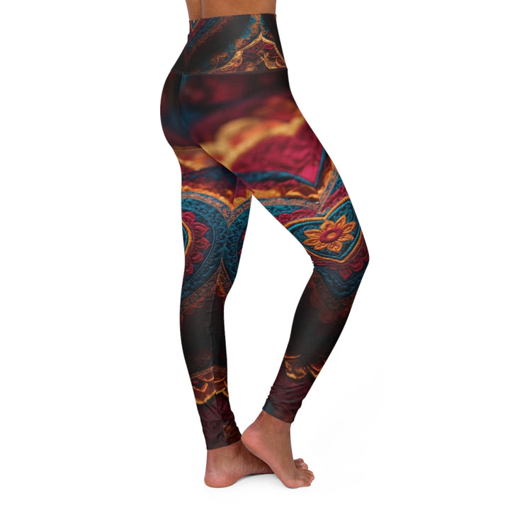 Embroidered Textile Heart - High Waisted AOP Yoga Leggings - All Over Prints - g(0D·IO) - XS - -