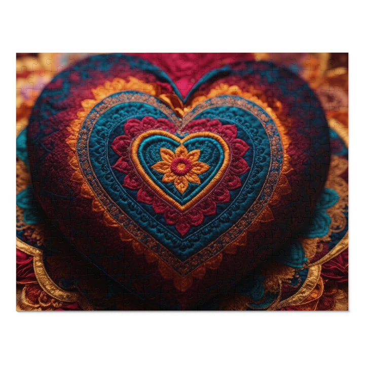 Embroidered Textile Heart - Jigsaw Puzzle (100, 252, 500, 1000 pieces) - Puzzle - g(0D·IO) - 14" × 11" (252 pcs) - -