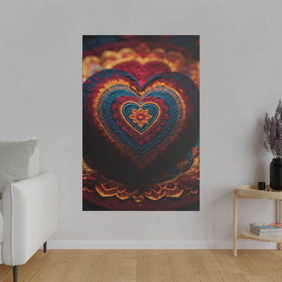 Embroidered Textile Heart - Matte Canvas - Canvas - g(0D·IO) - 32" x 32" (Square) - 0.75'' -