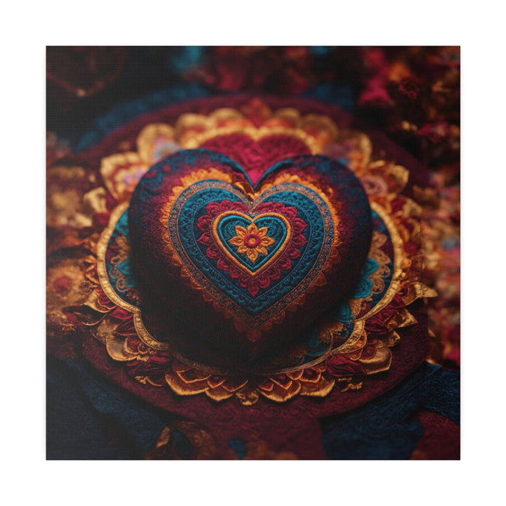 Embroidered Textile Heart - Matte Canvas - Canvas - g(0D·IO) - 32" x 32" (Square) - 0.75'' -