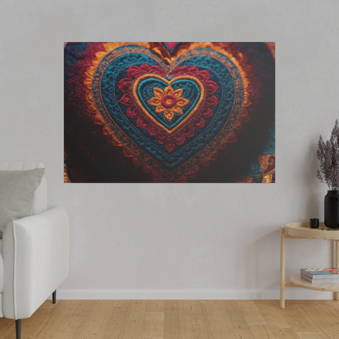 Embroidered Textile Heart - Matte Canvas - Canvas - g(0D·IO) - 32" x 32" (Square) - 0.75'' -