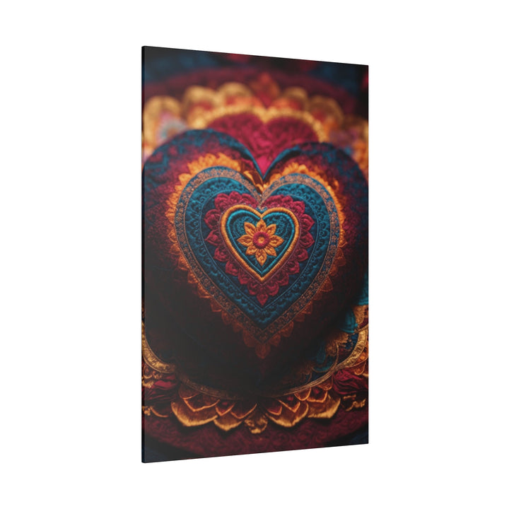 Embroidered Textile Heart - Matte Canvas - Canvas - g(0D·IO) - 32" x 32" (Square) - 0.75'' -