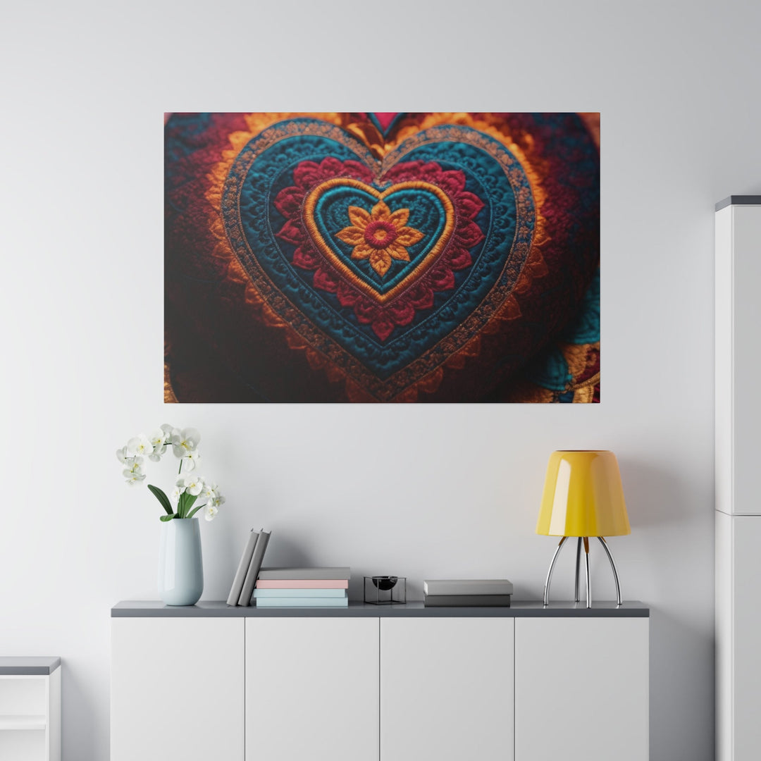 Embroidered Textile Heart - Matte Canvas - Canvas - g(0D·IO) - 32" x 32" (Square) - 0.75'' -