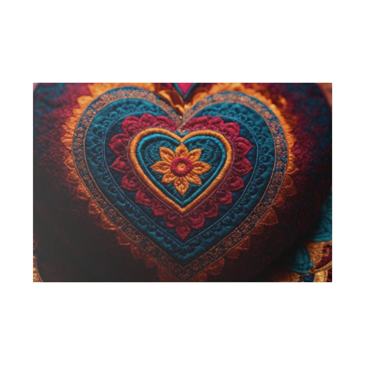 Embroidered Textile Heart - Matte Canvas - Canvas - g(0D·IO) - 48″ x 32″ (Horizontal) - 0.75'' -