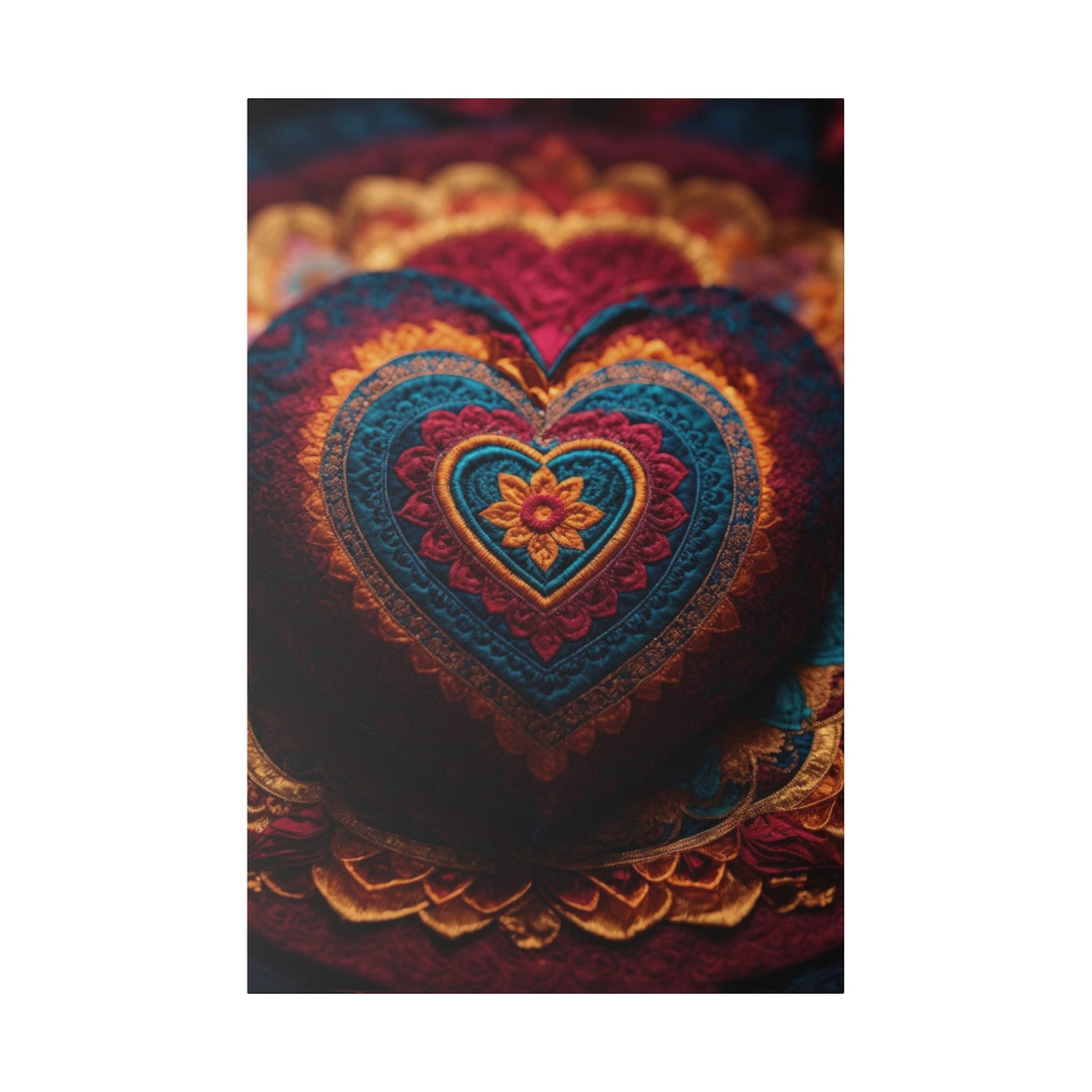 Embroidered Textile Heart - Matte Canvas - Canvas - g(0D·IO) - 32″ x 48″ (Vertical) - 0.75'' -