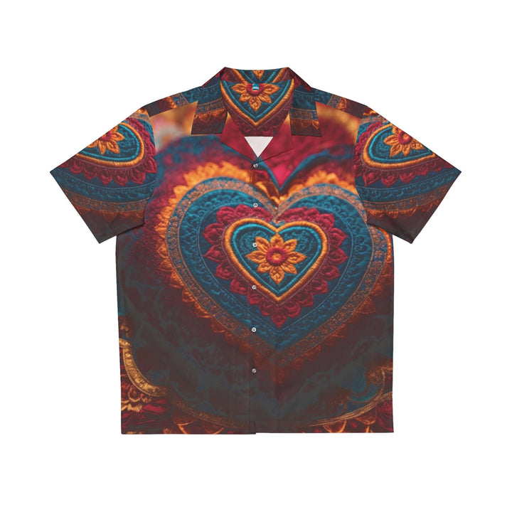 Embroidered Textile Heart - Men's Hawaiian Shirt - All Over Prints - g(0D·IO) - S - White -