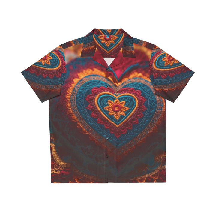 Embroidered Textile Heart - Men's Hawaiian Shirt - All Over Prints - g(0D·IO) - S - Black -