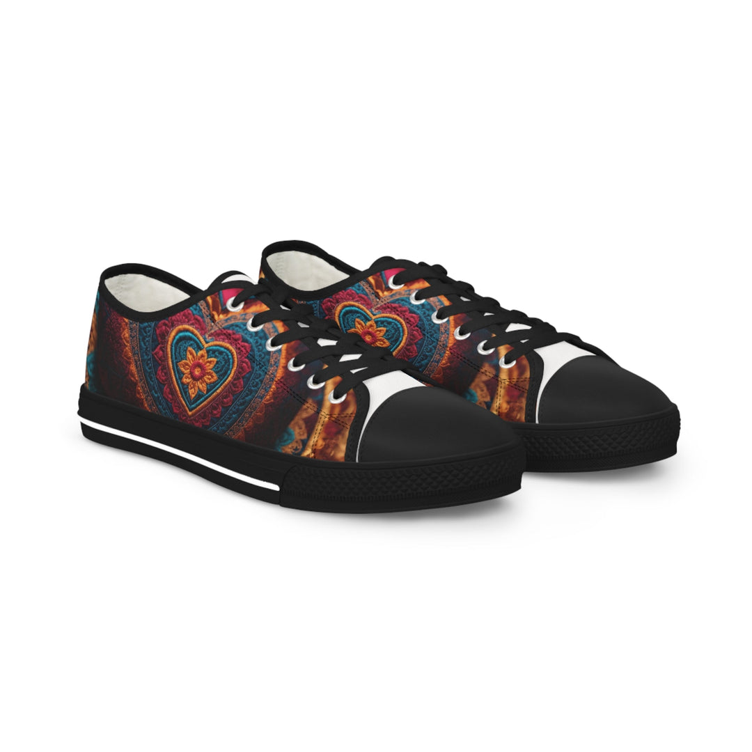 Embroidered Textile Heart - Men's Lowtop Sneakers - Shoes - g(0D·IO) - US 5 - Black sole -