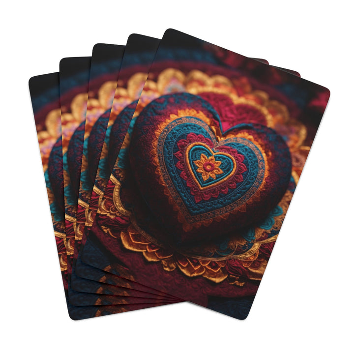 Embroidered Textile Heart - Poker Cards - Paper products - g(0D·IO) - 2.47" x 3.47" - White - Semi Glossy