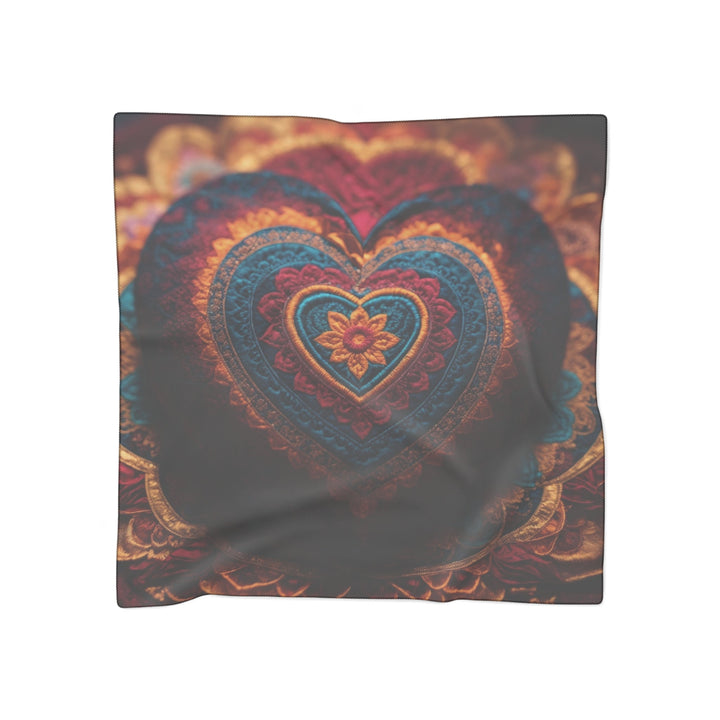 Embroidered Textile Heart - Poly Scarf - Accessories - g(0D·IO) - Poly chiffon - 25" × 25" -