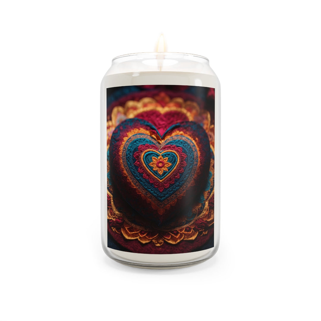 Embroidered Textile Heart - Scented Candle - Home Decor - g(0D·IO) - Comfort Spice - 13.75oz -