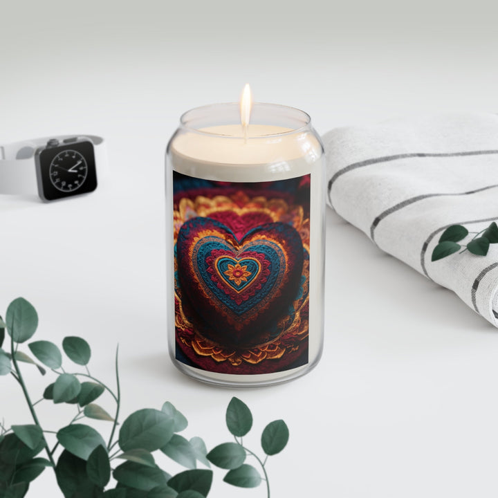 Embroidered Textile Heart - Scented Candle - Home Decor - g(0D·IO) - Vanilla Bean - 13.75oz -