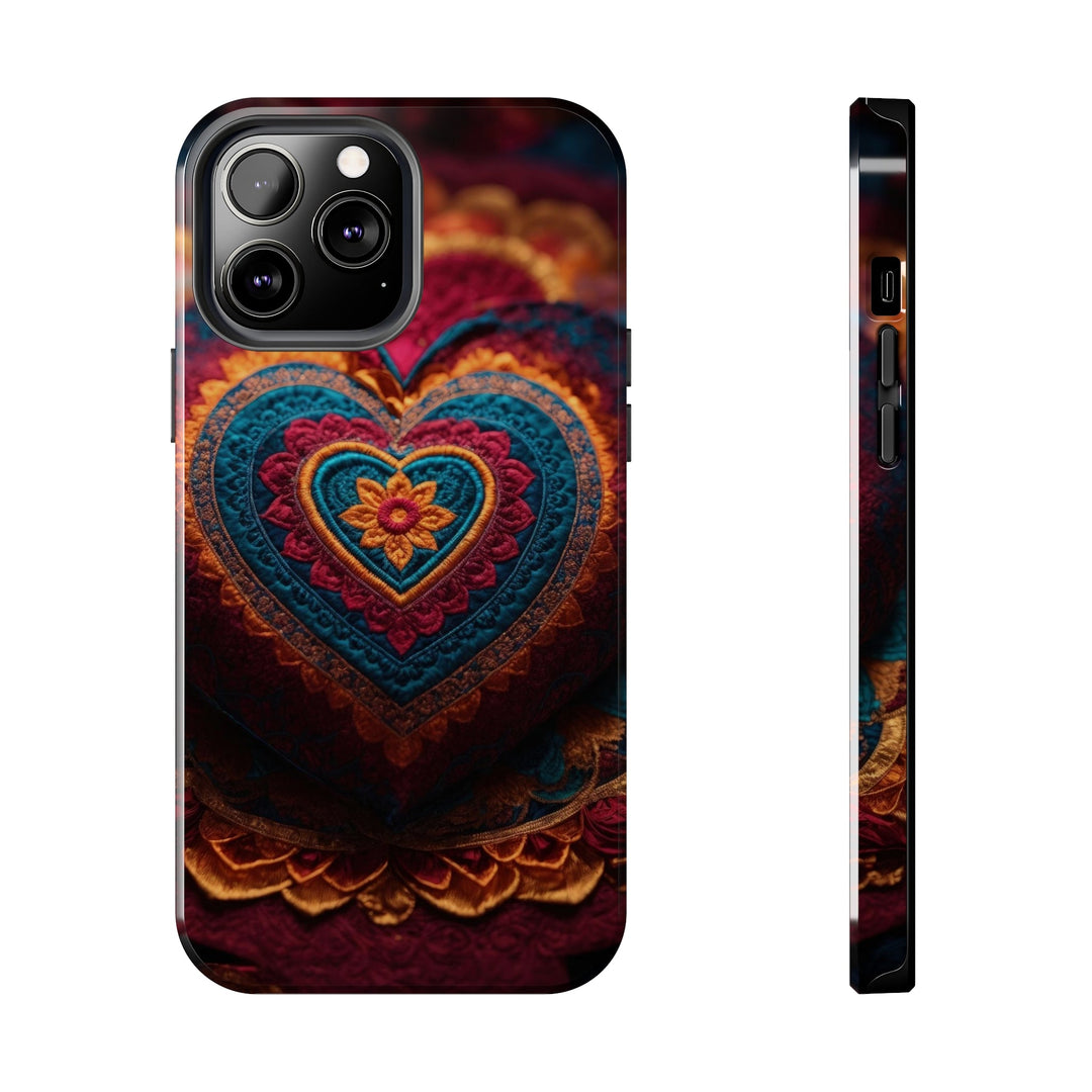 Embroidered Textile Heart - Tough Phone Case - Phone Case - g(0D·IO) - iPhone 13 Pro Max - -