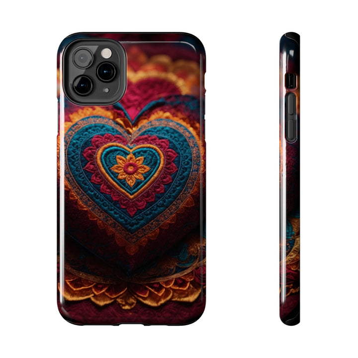 Embroidered Textile Heart - Tough Phone Case - Phone Case - g(0D·IO) - iPhone 11 Pro Max - -