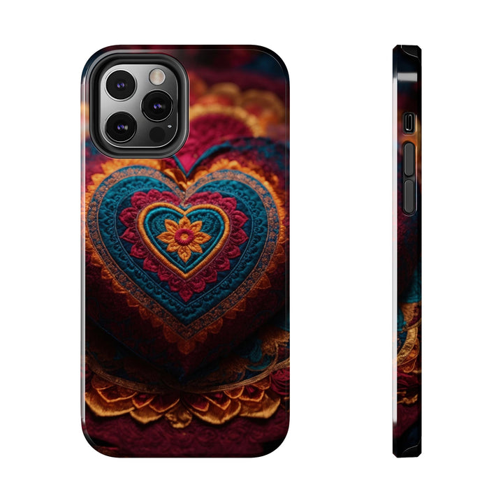 Embroidered Textile Heart - Tough Phone Case - Phone Case - g(0D·IO) - iPhone 12 Pro - -