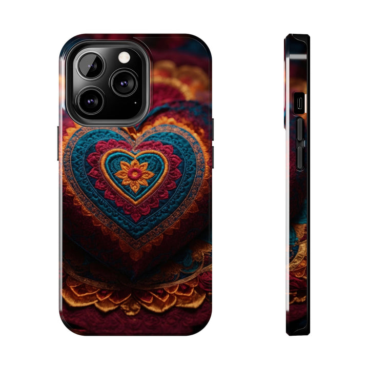 Embroidered Textile Heart - Tough Phone Case - Phone Case - g(0D·IO) - iPhone 13 Pro - -