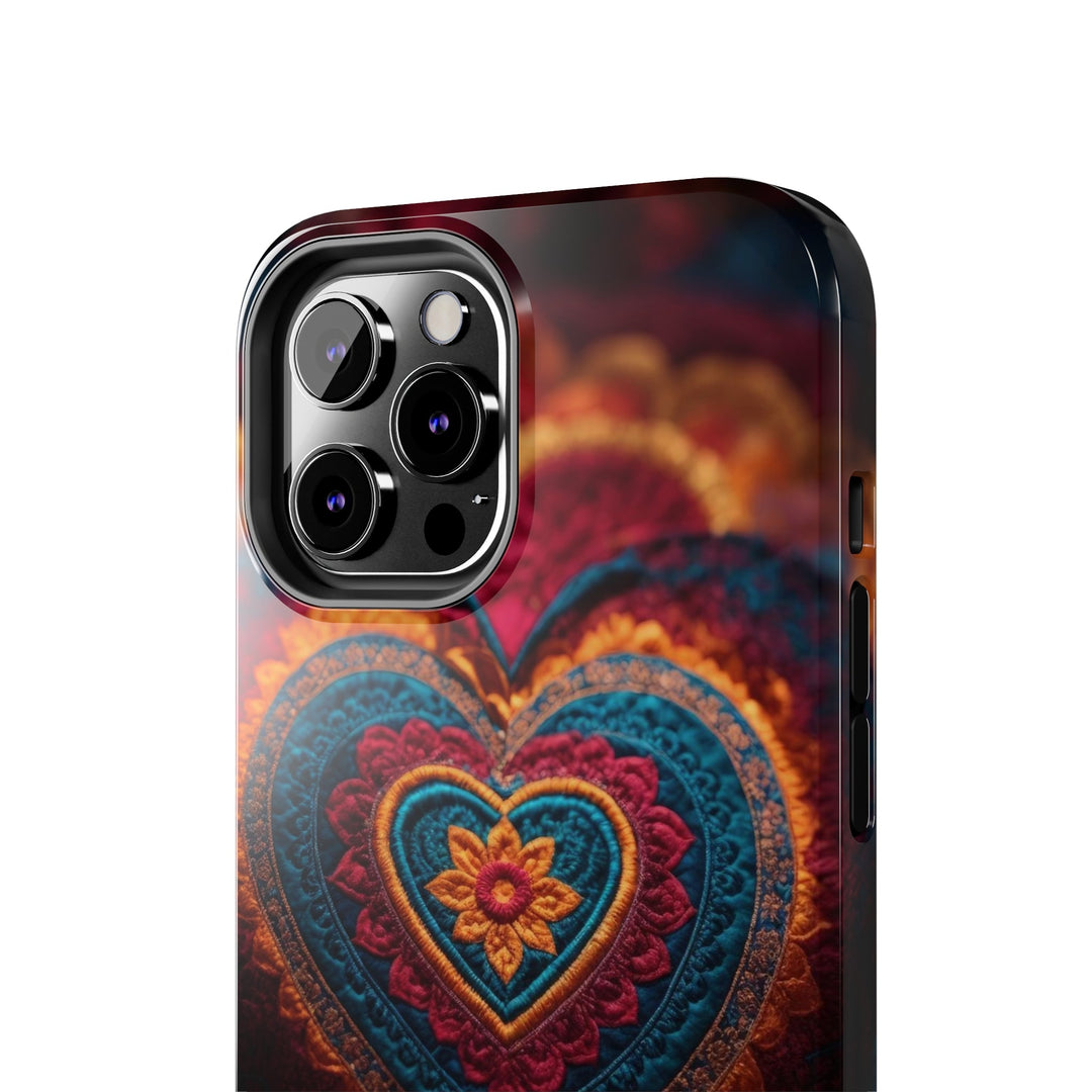 Embroidered Textile Heart - Tough Phone Case - Phone Case - g(0D·IO) - iPhone 13 Mini - -