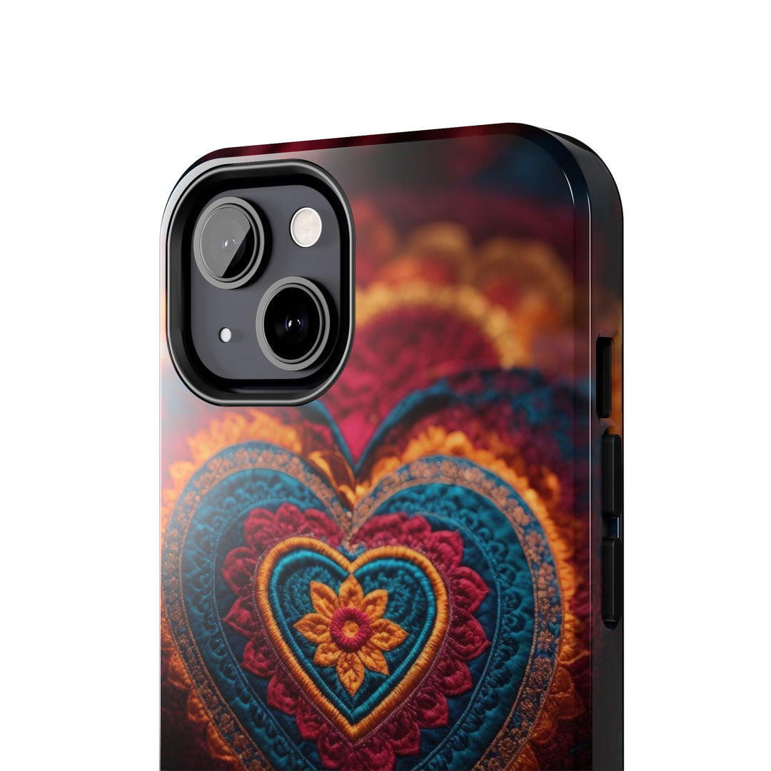 Embroidered Textile Heart - Tough Phone Case - Phone Case - g(0D·IO) - iPhone 13 Mini - -