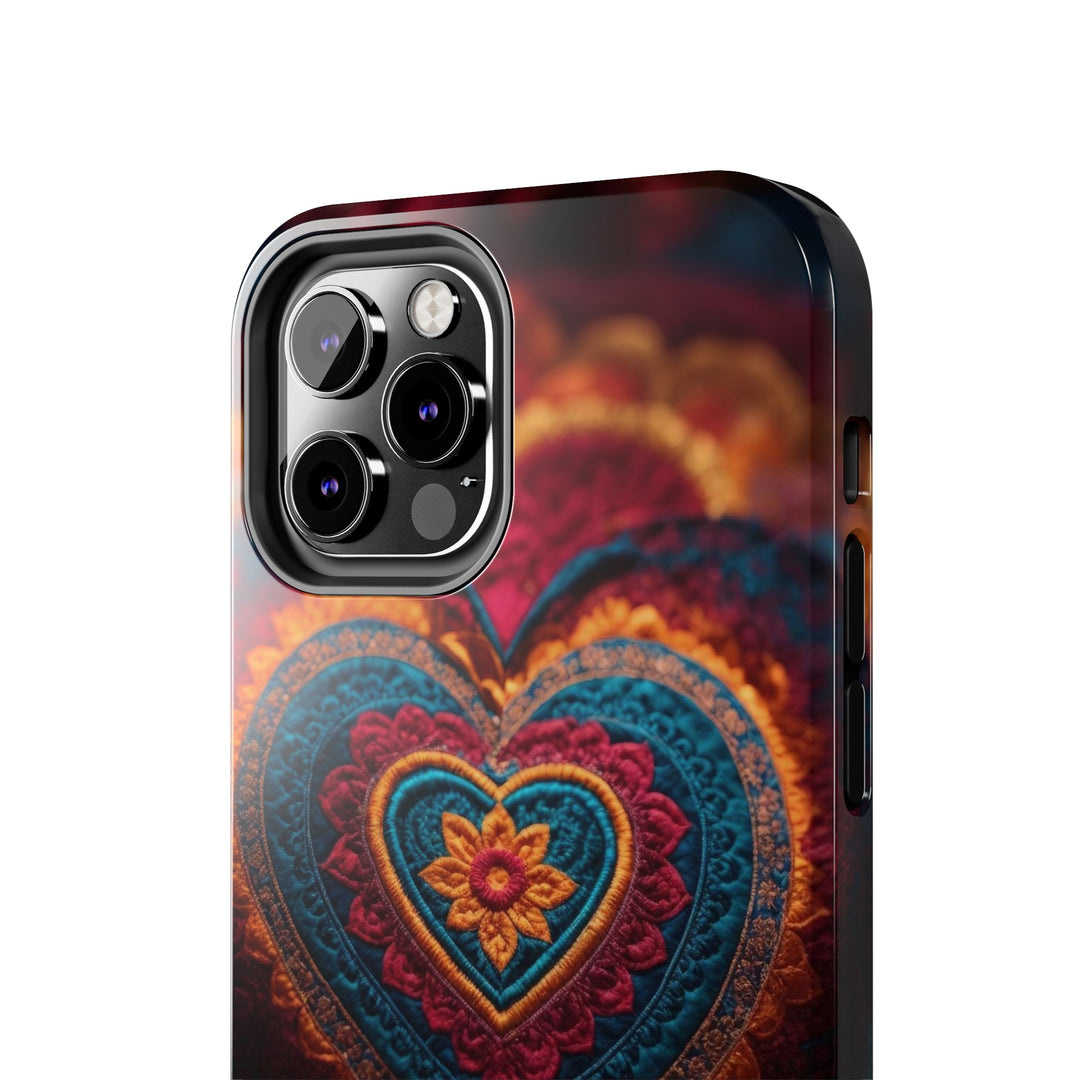 Embroidered Textile Heart - Tough Phone Case - Phone Case - g(0D·IO) - iPhone 13 Mini - -