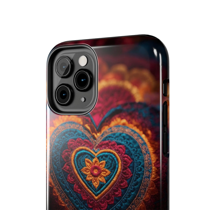 Embroidered Textile Heart - Tough Phone Case - Phone Case - g(0D·IO) - iPhone 13 Mini - -