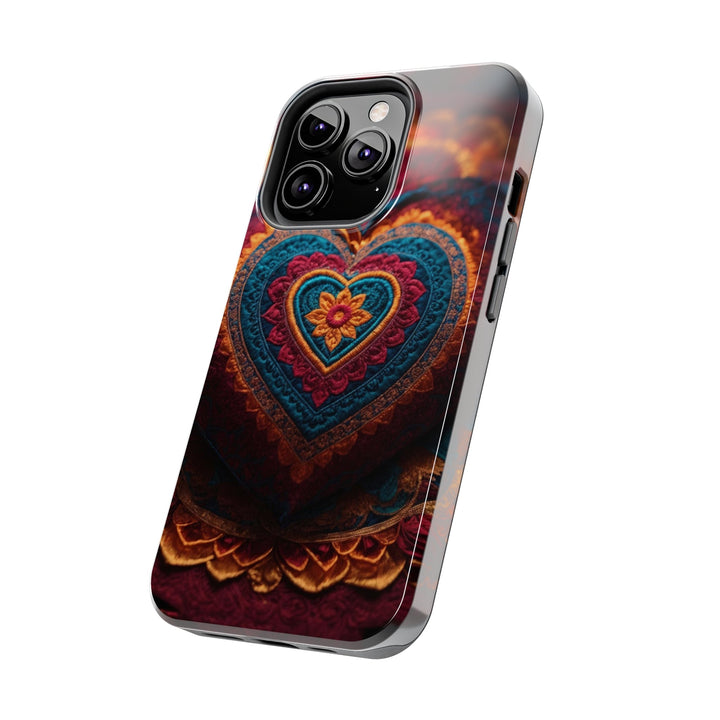 Embroidered Textile Heart - Tough Phone Case - Phone Case - g(0D·IO) - iPhone 13 Mini - -