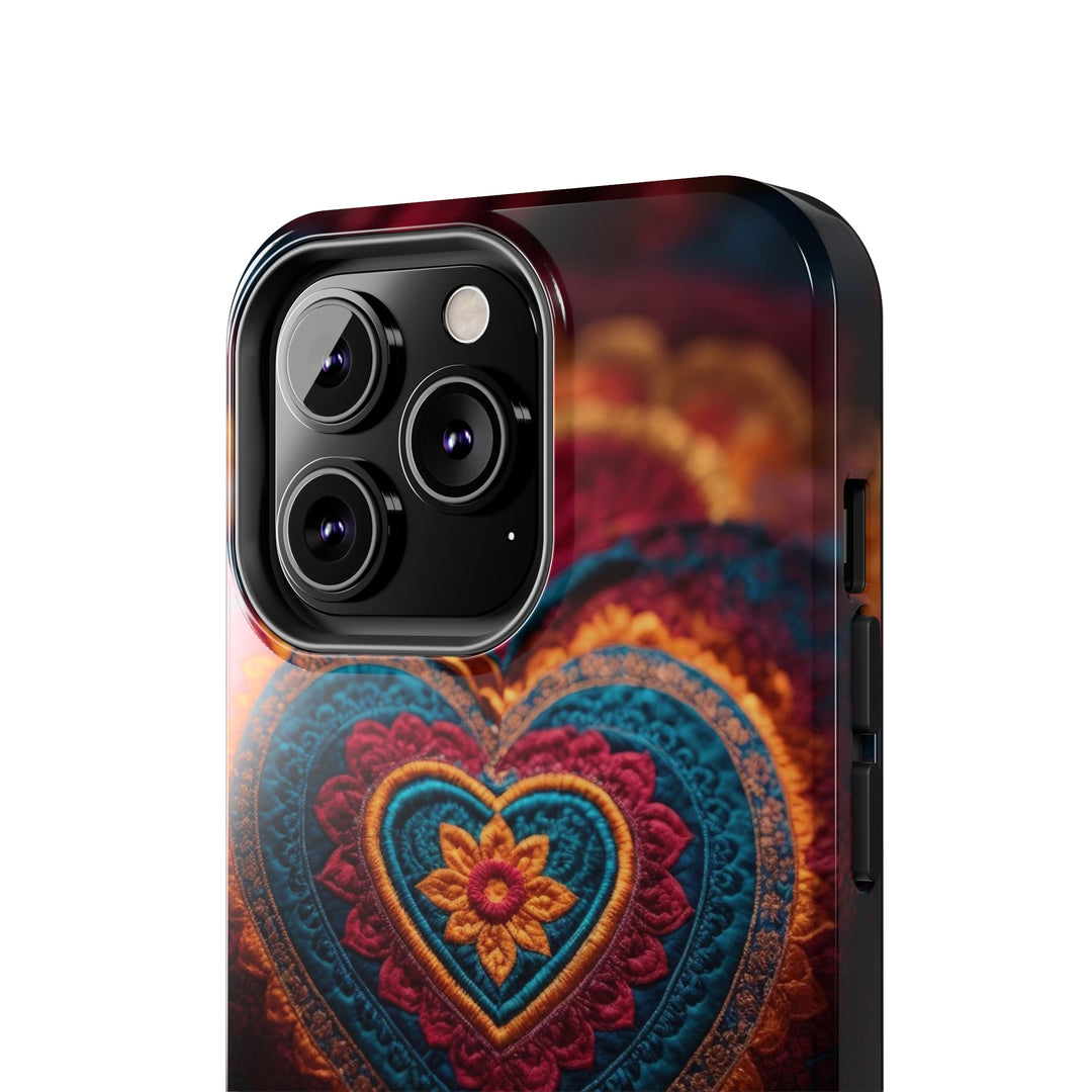 Embroidered Textile Heart - Tough Phone Case - Phone Case - g(0D·IO) - iPhone 13 Mini - -