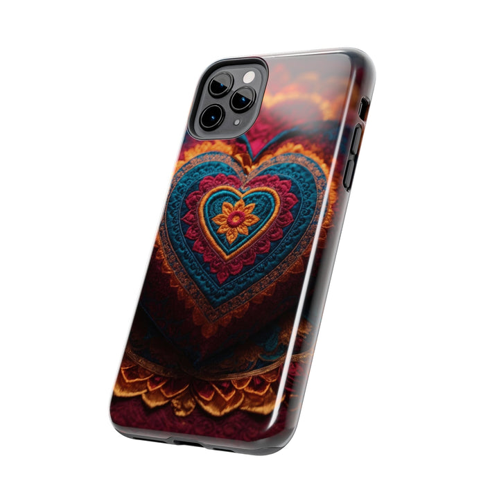 Embroidered Textile Heart - Tough Phone Case - Phone Case - g(0D·IO) - iPhone 13 Mini - -