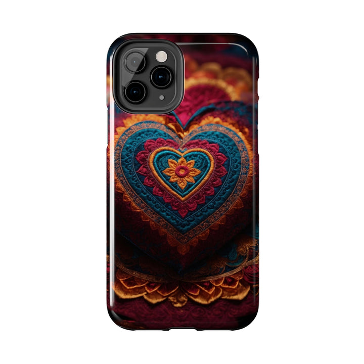 Embroidered Textile Heart - Tough Phone Case - Phone Case - g(0D·IO) - iPhone 13 Mini - -