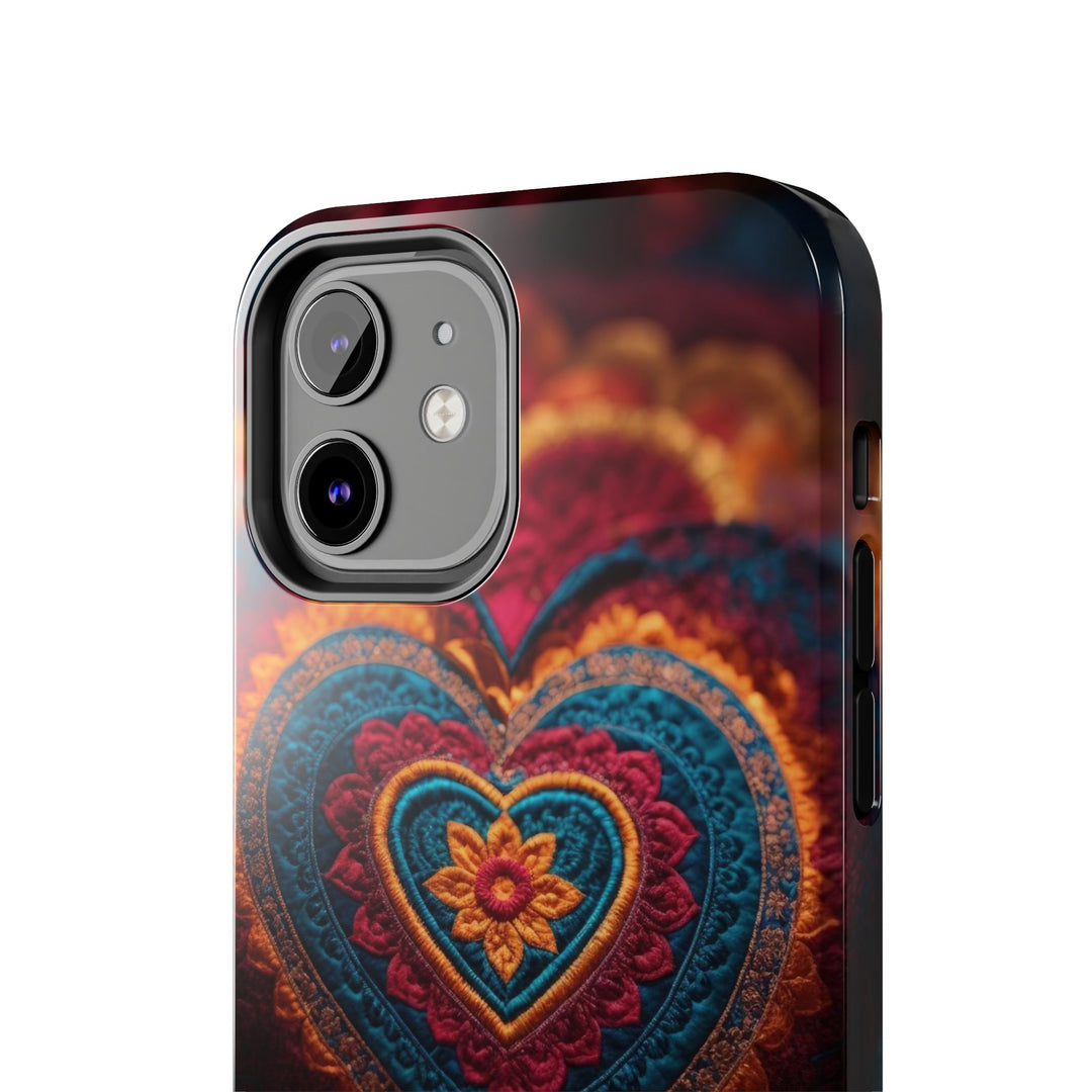 Embroidered Textile Heart - Tough Phone Case - Phone Case - g(0D·IO) - iPhone 13 Mini - -