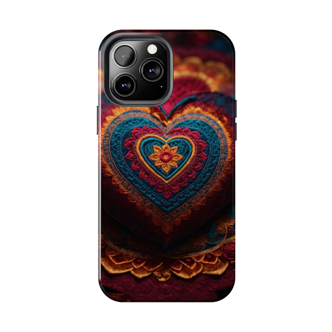 Embroidered Textile Heart - Tough Phone Case - Phone Case - g(0D·IO) - iPhone 13 Mini - -