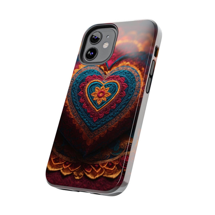 Embroidered Textile Heart - Tough Phone Case - Phone Case - g(0D·IO) - iPhone 13 Mini - -