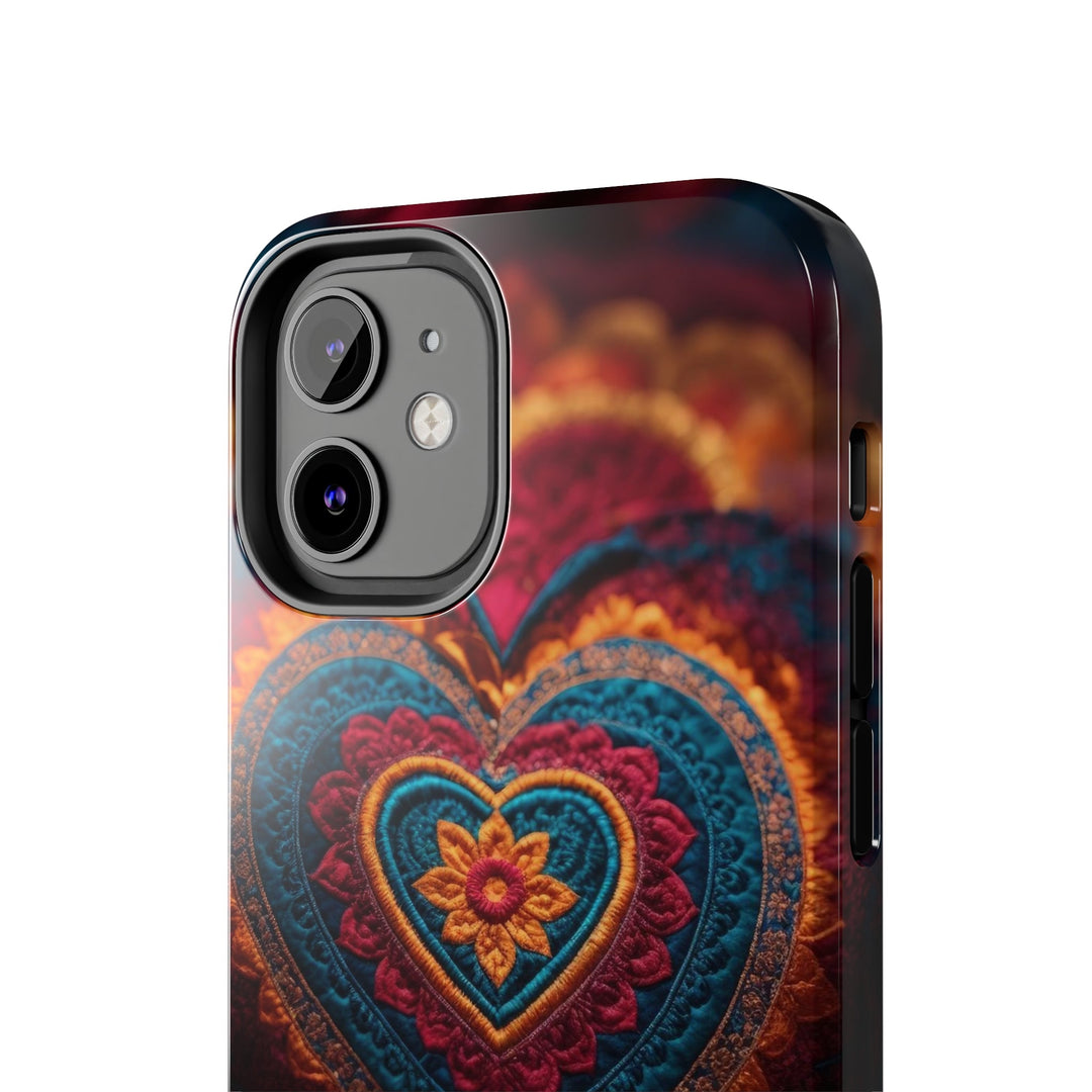 Embroidered Textile Heart - Tough Phone Case - Phone Case - g(0D·IO) - iPhone 13 Mini - -