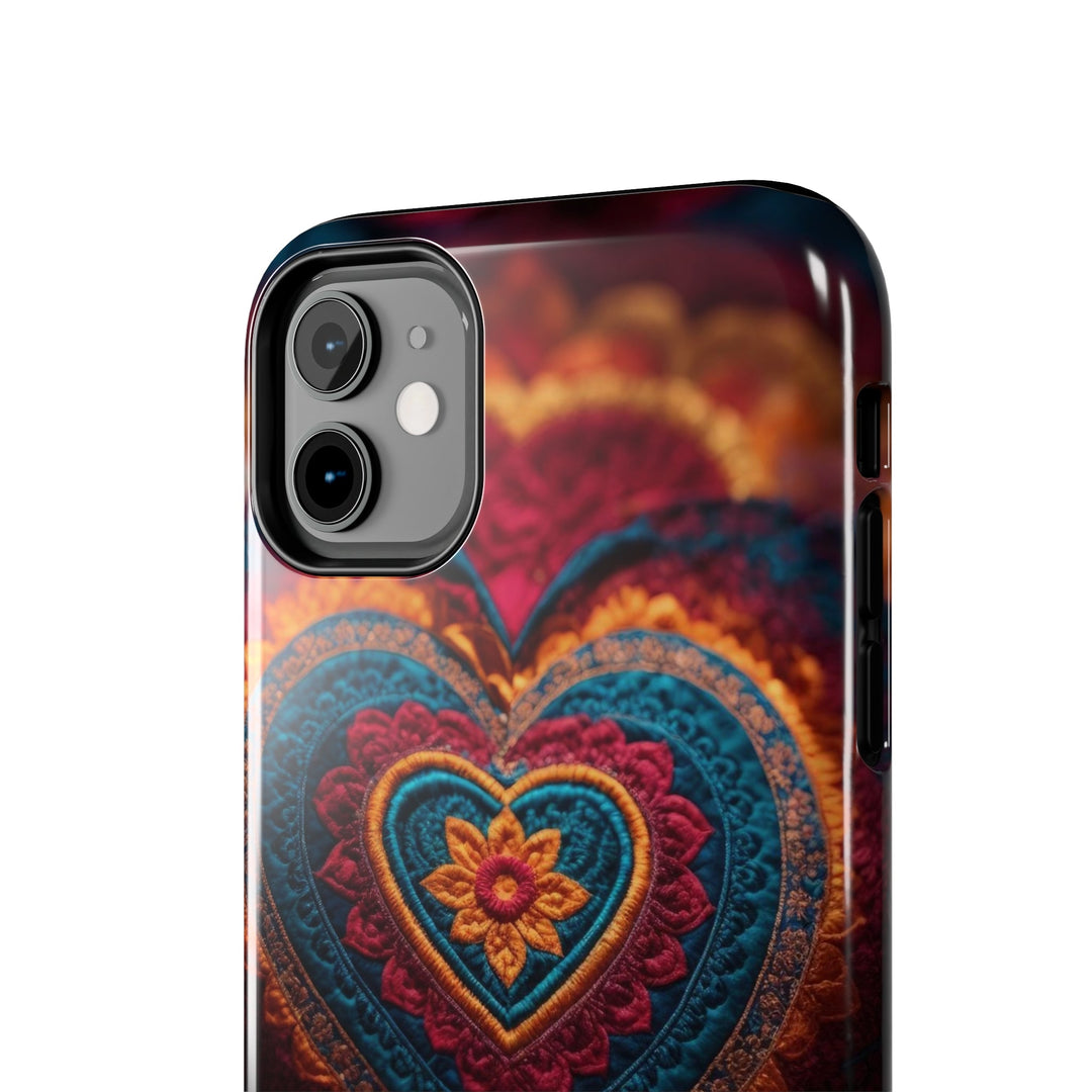 Embroidered Textile Heart - Tough Phone Case - Phone Case - g(0D·IO) - iPhone 13 Mini - -