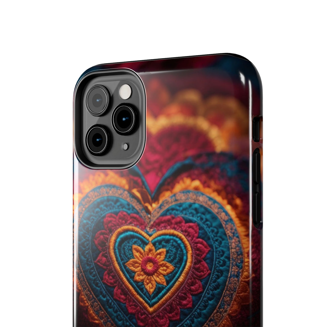 Embroidered Textile Heart - Tough Phone Case - Phone Case - g(0D·IO) - iPhone 13 Mini - -