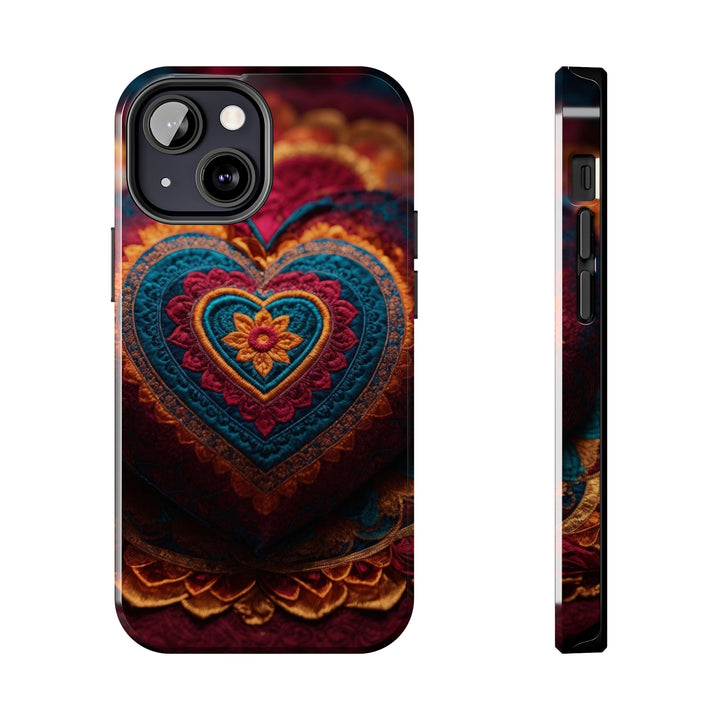 Embroidered Textile Heart - Tough Phone Case - Phone Case - g(0D·IO) - iPhone 13 Mini - -