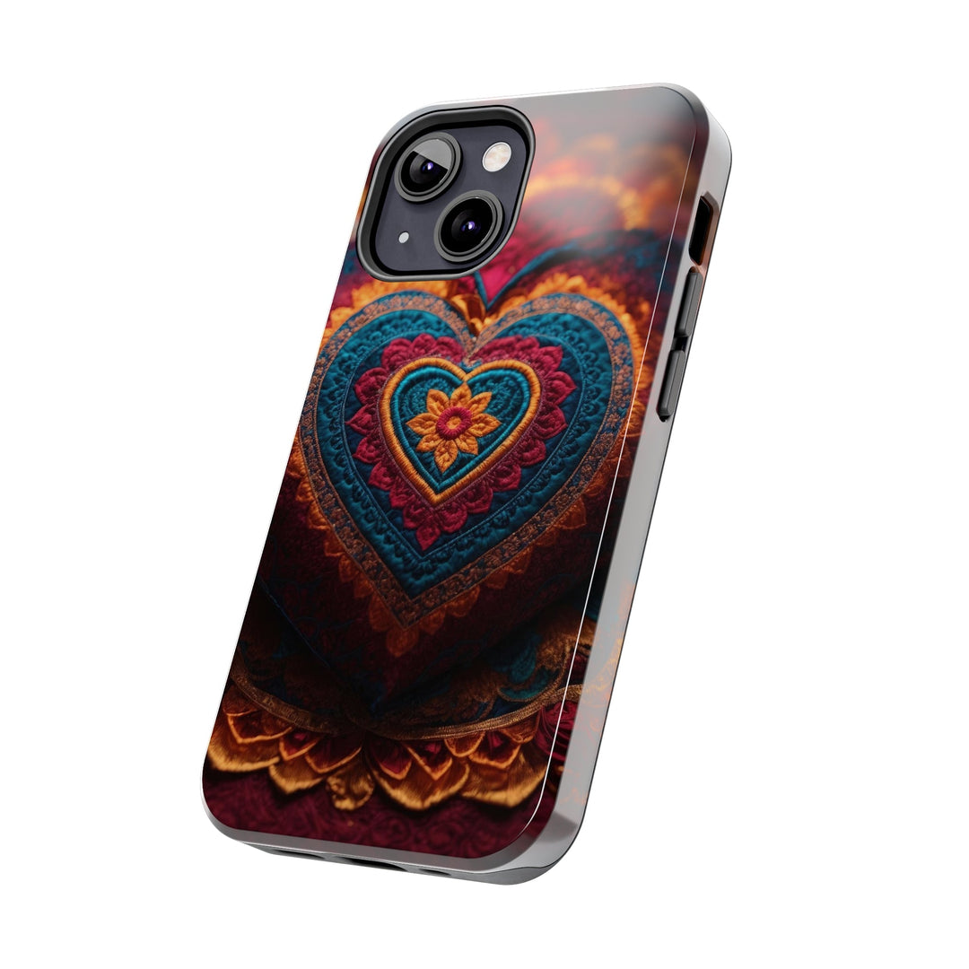 Embroidered Textile Heart - Tough Phone Case - Phone Case - g(0D·IO) - iPhone 13 Mini - -