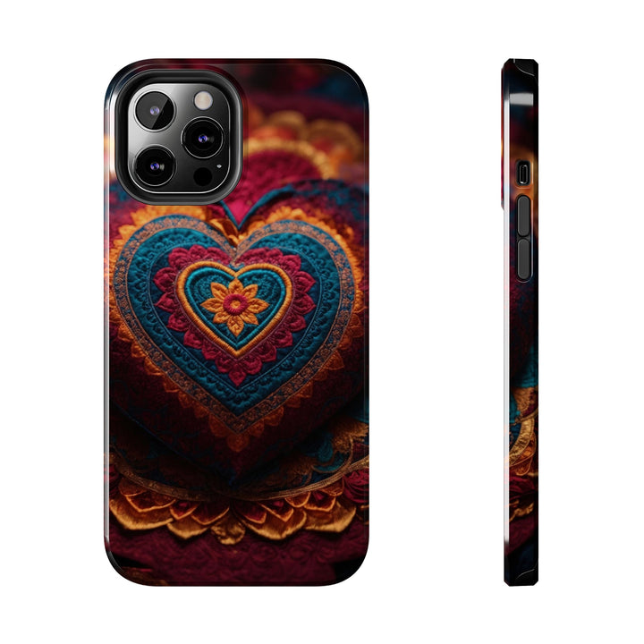 Embroidered Textile Heart - Tough Phone Case - Phone Case - g(0D·IO) - iPhone 12 Pro Max - -