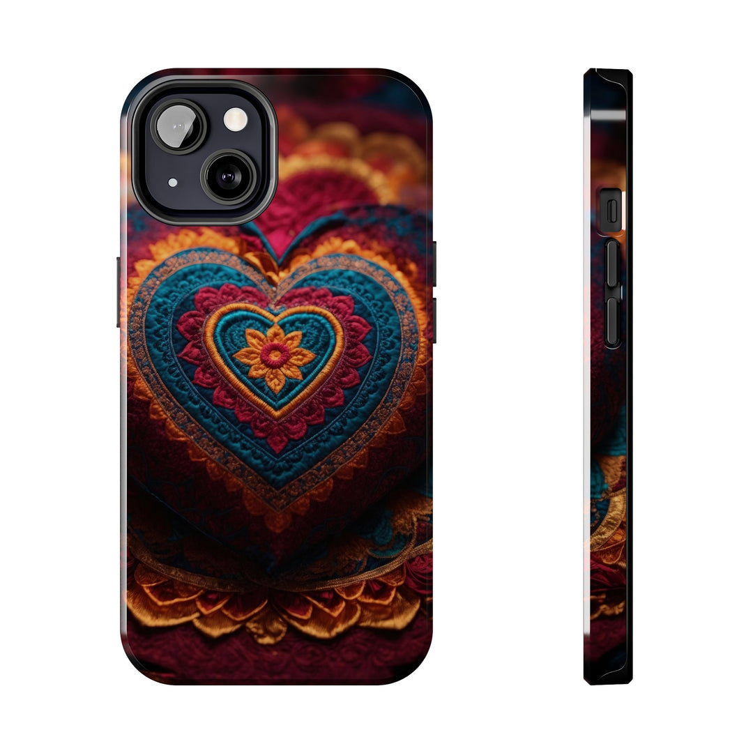 Embroidered Textile Heart - Tough Phone Case - Phone Case - g(0D·IO) - iPhone 13 - -