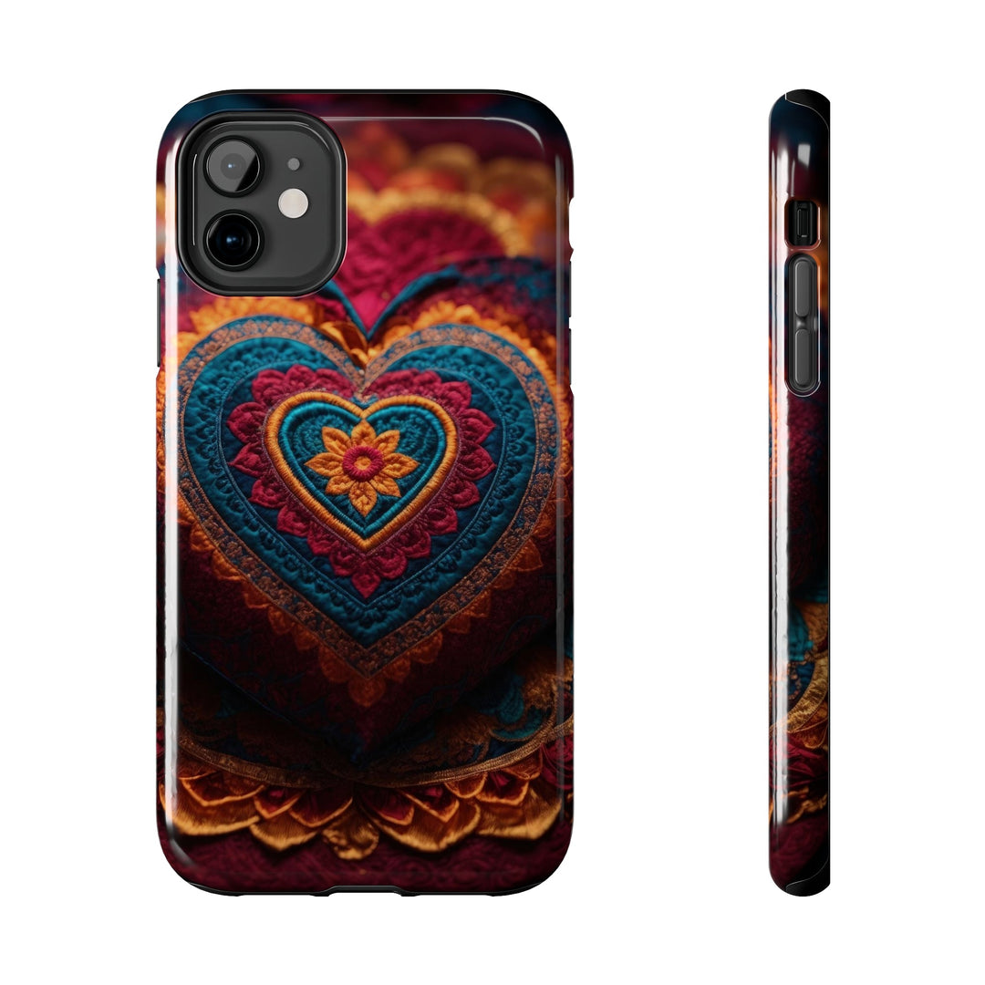 Embroidered Textile Heart - Tough Phone Case - Phone Case - g(0D·IO) - iPhone 11 - -